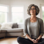 Imagem de uma mulher em posição para práticar de mindfullness