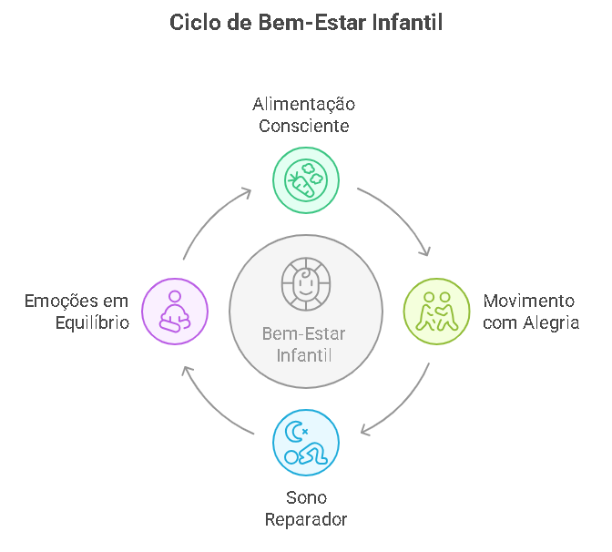 Infográfico mostrando Ciclo do Bem-Estar Infantil